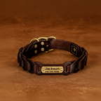 Genuine Leather Dog Collar & Leash Set