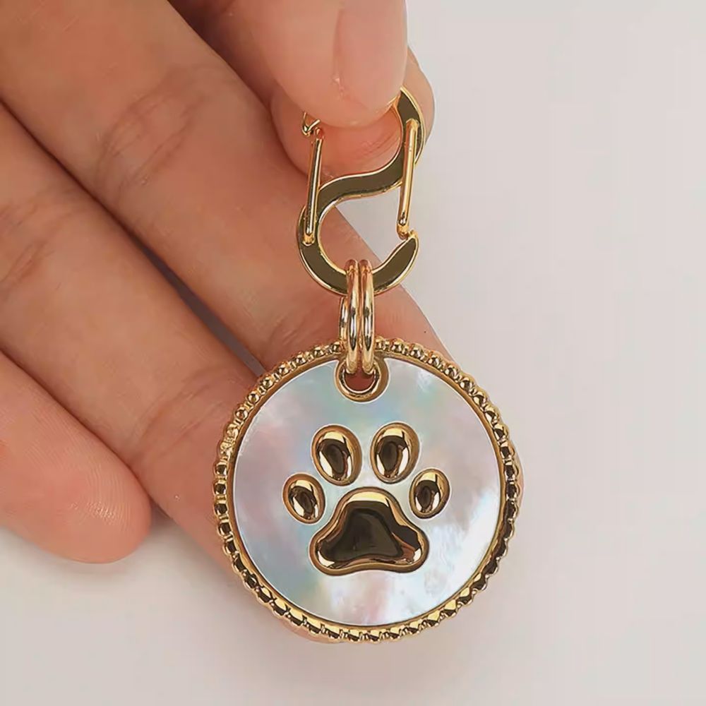 Premium Creative Pet ID Tag - Gold Shell Inlaid, Custom Engraved Anti-Lost, Personalized Jewelry for Cats & Dogs