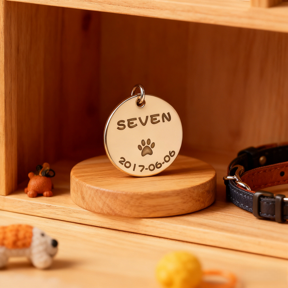 Custom Brass Pet Memorial Tag – Personalized Name & Date Engraved Keepsake for Dogs/Cats