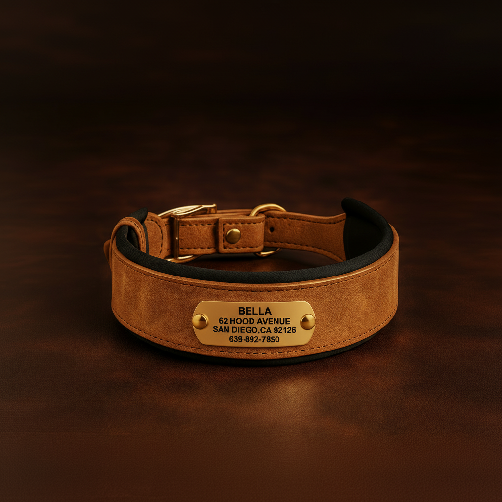 Custom Engraved Anti-Loss Leather Collar